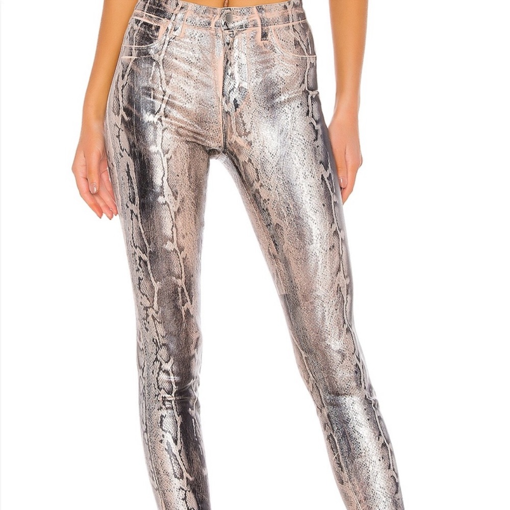 ⭐️L’Agence Margot High Rise Skinny petal black snake foil pants size 25 nwt